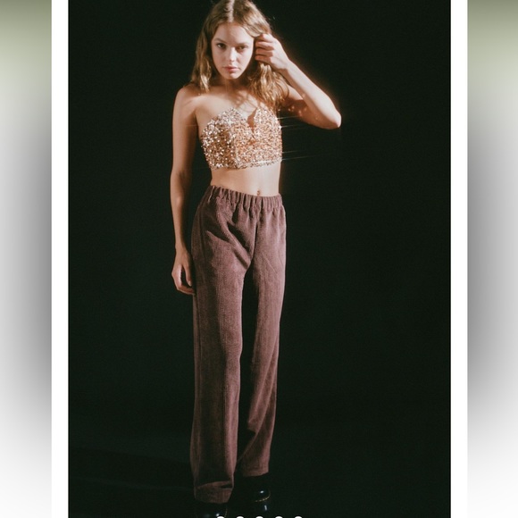 NWT Urban Outfitters Gold Sequin Sleeveless Crop Top - Picture 5 of 16